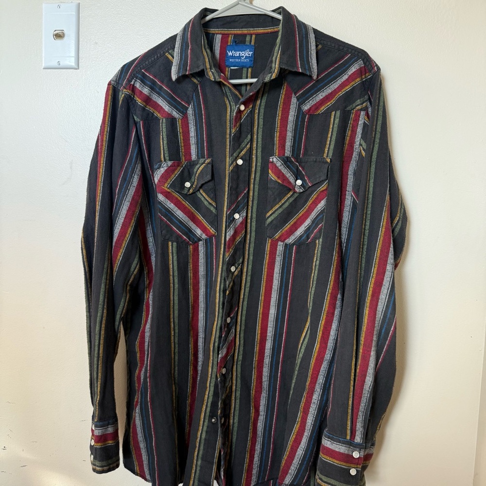 VTG Wrangler Multicolor Striped Western Shirt, Pearl snap cotton size XL